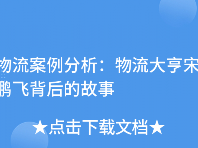 kai云体育app官方下载 物流案例分析：物流大亨宋鹏飞背后的故事